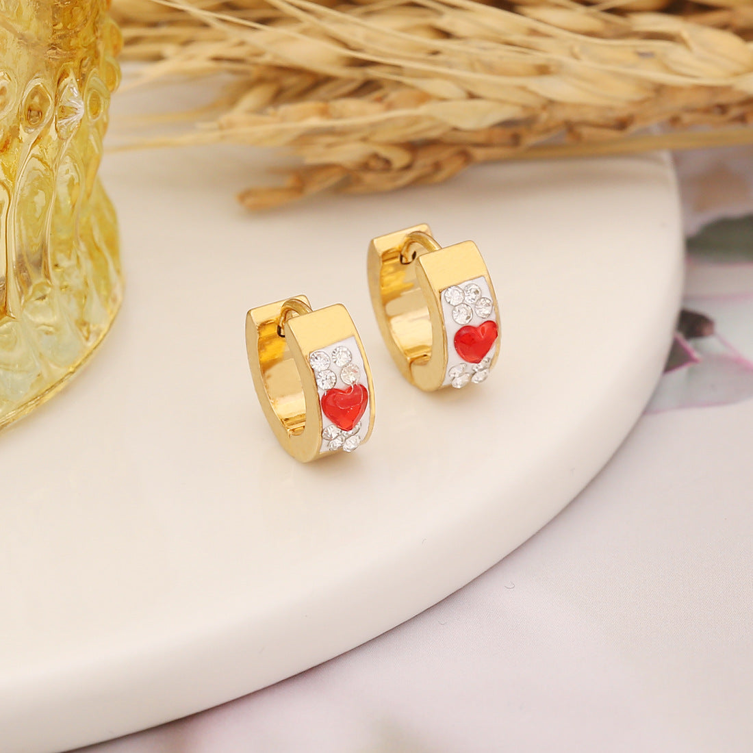 Aretes De Acero Inoxidable Corazón De Arcilla al por mayor